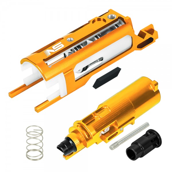 CNC Aluminum Blowback Unit w/ Nozzle Long Legs Short Stroke Version (GOLD) - Tokyo Marui Hi-CAPA 4.3 / 5.1 / Gold Match