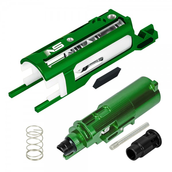 CNC Aluminum Blowback Unit w/ Nozzle Long Legs Short Stroke Version (GREEN) - Tokyo Marui Hi-CAPA 4.3 / 5.1 / Gold Match